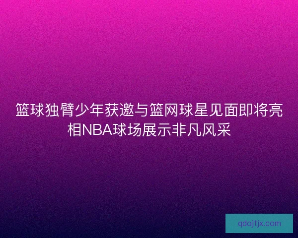 篮球独臂少年获邀与篮网球星见面即将亮相NBA球场展示非凡风采