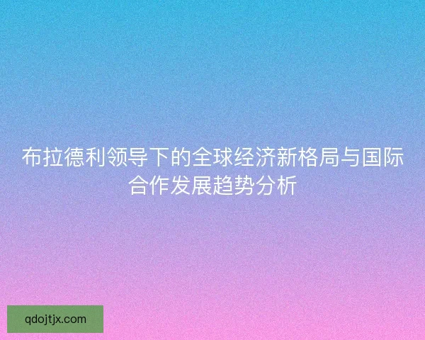 布拉德利领导下的全球经济新格局与国际合作发展趋势分析