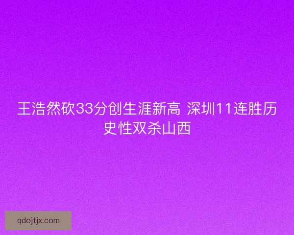 王浩然砍33分创生涯新高 深圳11连胜历史性双杀山西